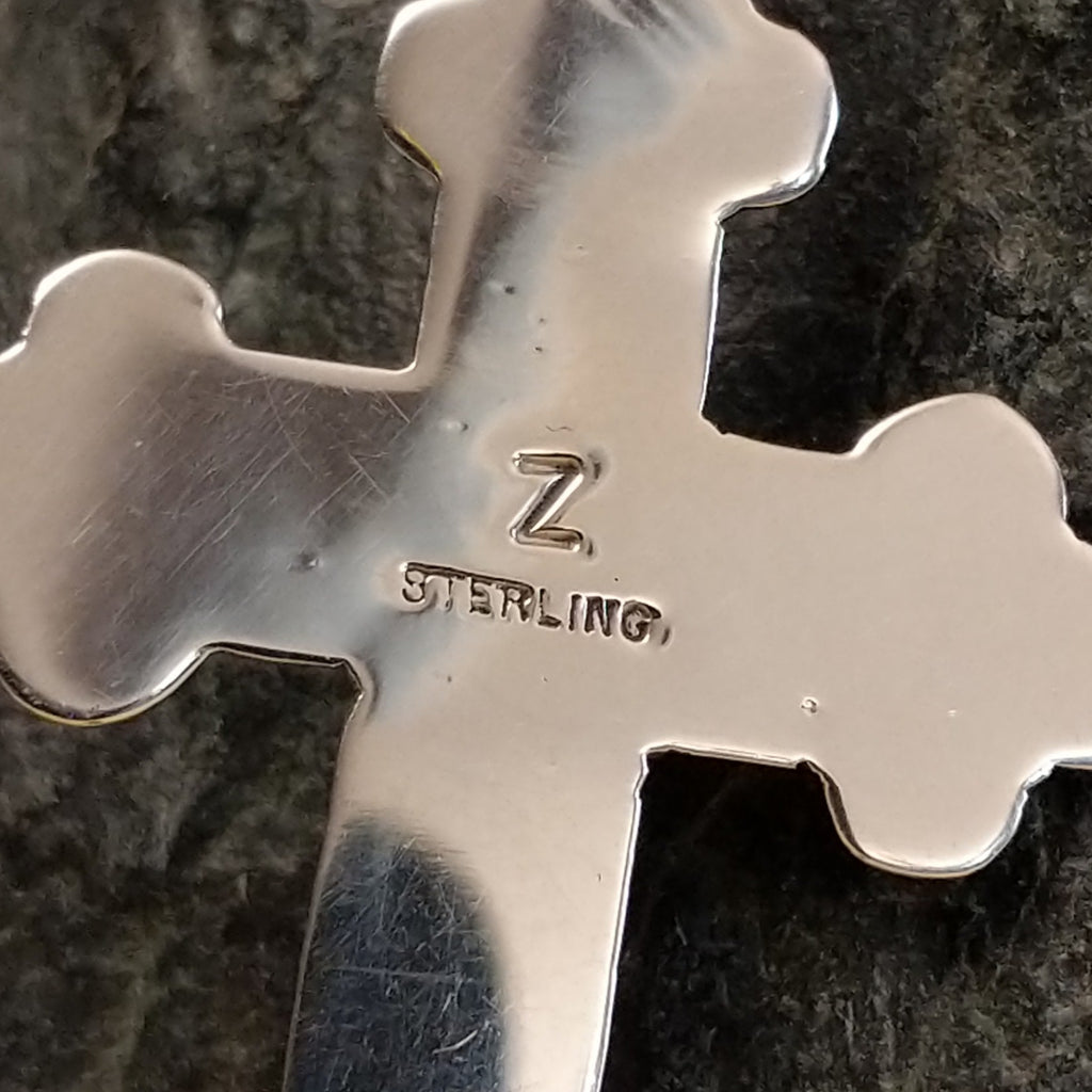 Navajo Made Sterling Silver & Turquoise Cross Pendant SWSG-PND-0001