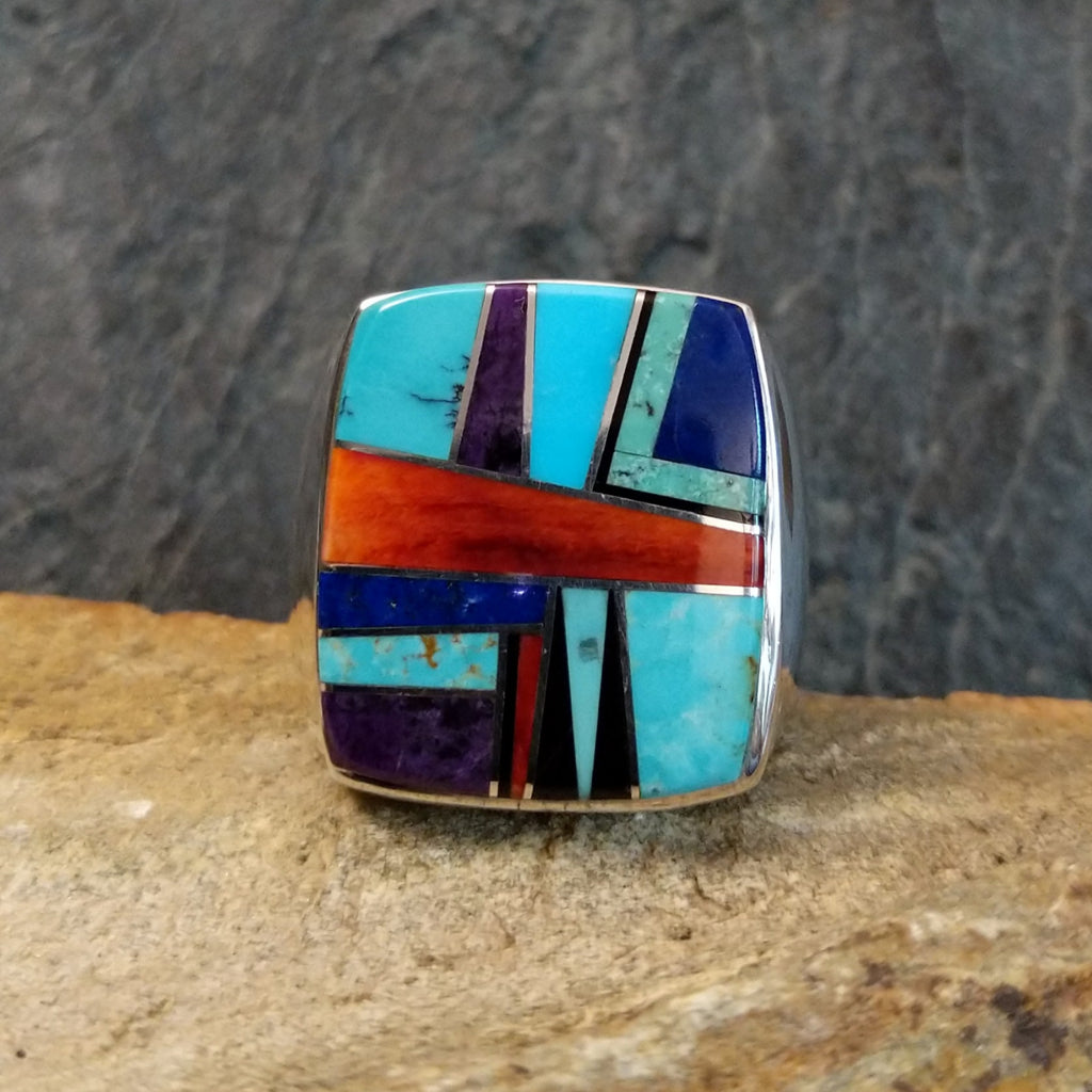 Navajo Multi-Stone Inlay Ring GJ-RNG-0003 Size 12