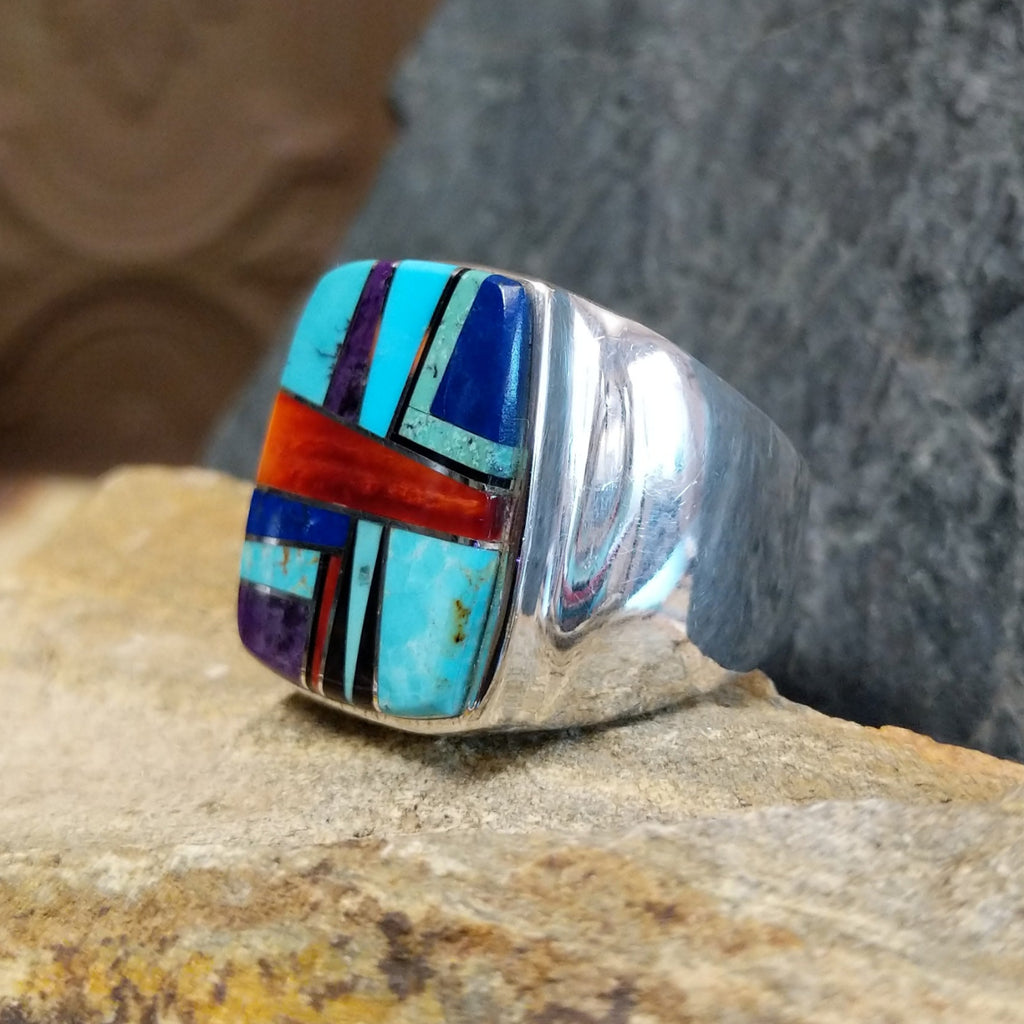 Navajo Multi-Stone Inlay Ring GJ-RNG-0003 Size 12