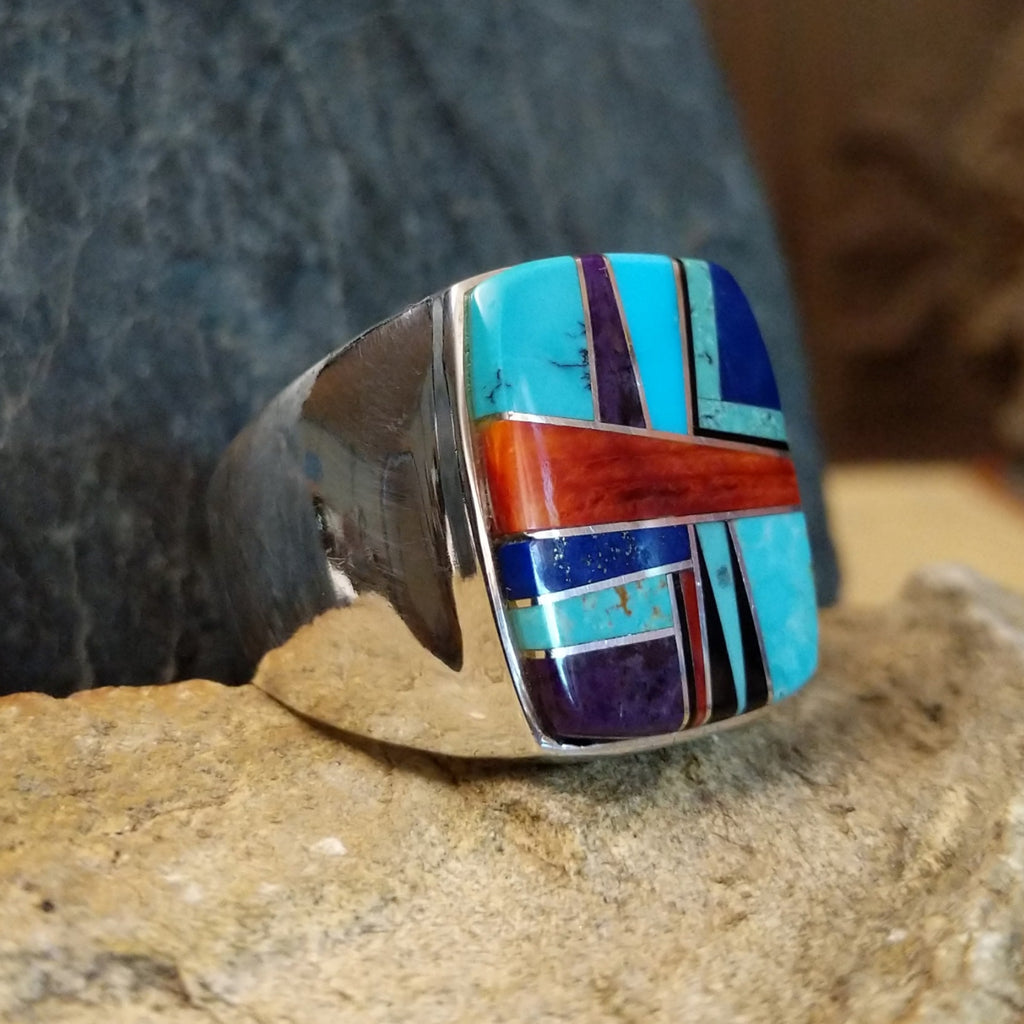 Navajo Multi-Stone Inlay Ring GJ-RNG-0003 Size 12