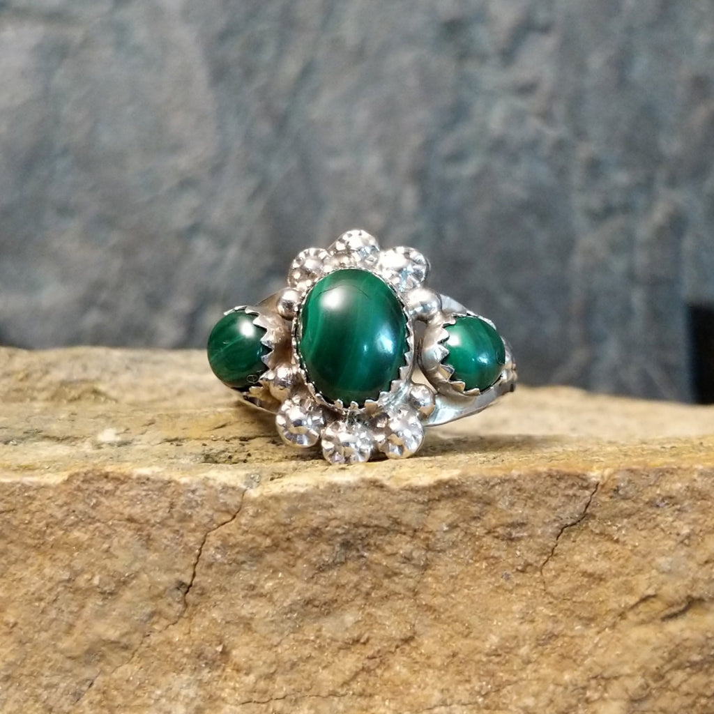 Navajo Made Malachite Ring GJ-RNG-0001 Size 9