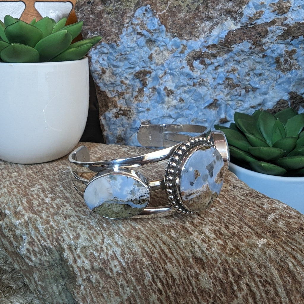 AZ Blue Opal Three Stone Bracelet GJ-BRC-0044