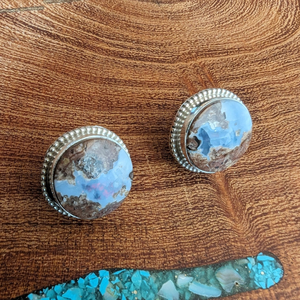 Arizona Blue Opal Round Post Earrings GJ-ERN-0049