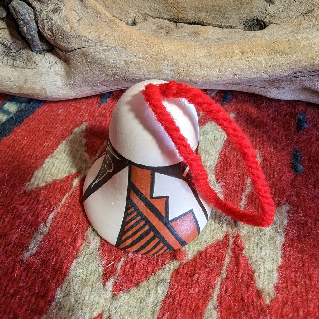 Acoma Pueblo Traditional Symbols Bell Ornament Side View