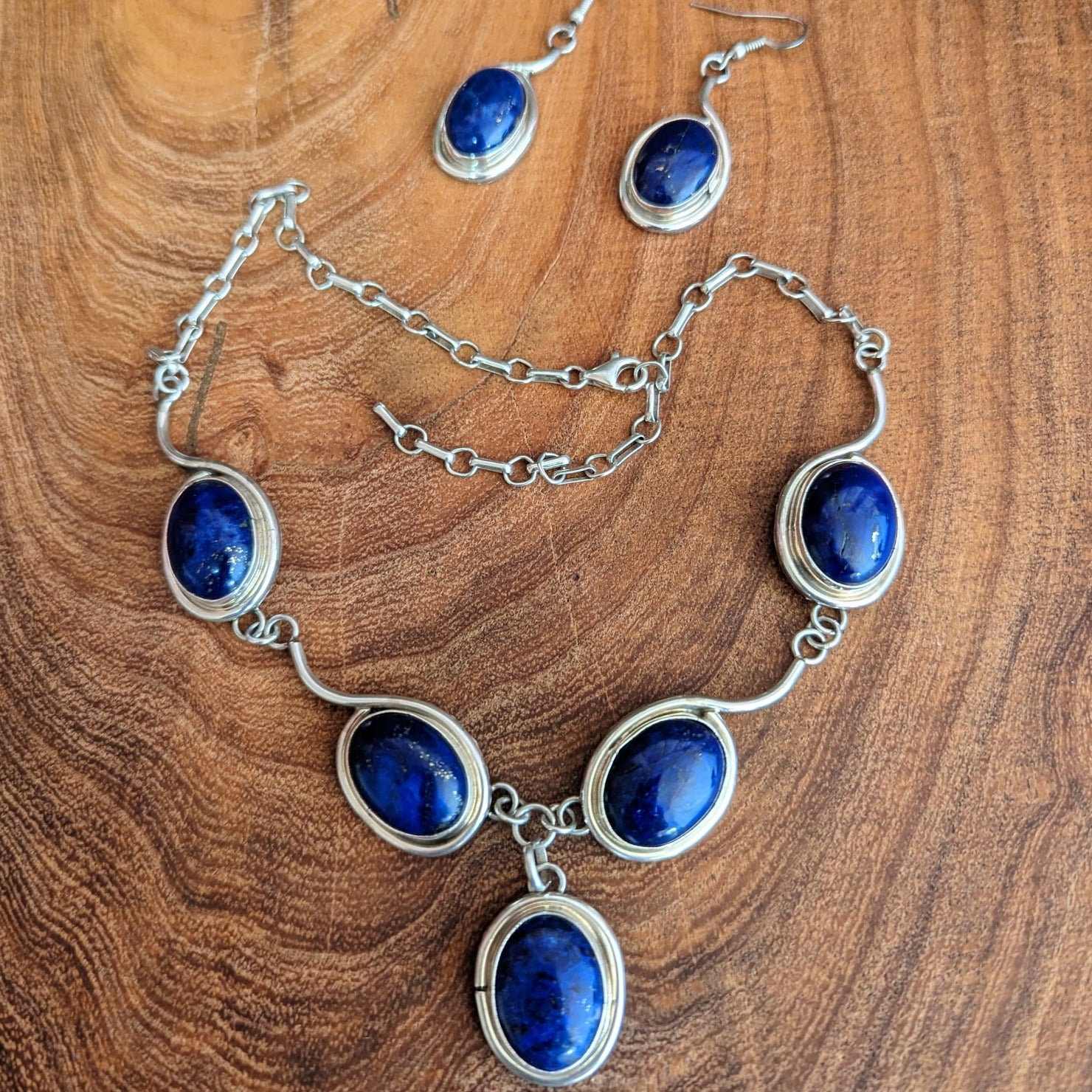 SALE Southwestern Style Lapis Necklace and Earring Set 